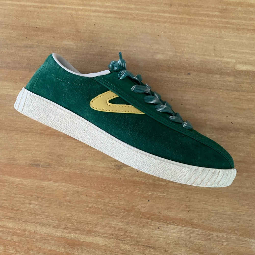 Tretorn Green Suede Sneakers with Cream Logo - Picture 2 of 3
